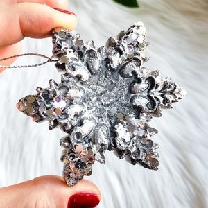 Handmade Christmas Tree Ornament, Star, Snowflake, Silver
